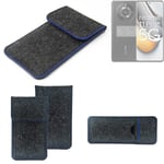 Felt Case for Realme 11 Pro+ dark gray blue edge Cover bag Pouch