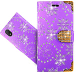 WenTian Alcatel 1B (2020) Case, CaseExpert® Bling Diamond Flowers Leather Kickstand Flip Wallet Bag Case Cover For Alcatel 1B (2020)