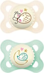 Mam Soother Night Glow In Dark 2-6 Months Cream (Pack of 2) Silicone Teat Case