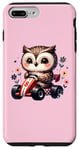 iPhone 7 Plus/8 Plus Adorable Owl Riding Go-Kart Cute On Pink Case