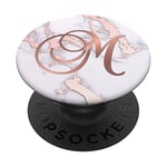 PopSockets Letter M Phone Grip Golden Rose Pink White Marbled Design PopSockets PopGrip: Swappable Grip for Phones & Tablets