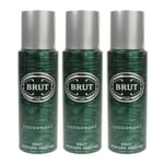 Brut Deodorant Original Spray Refresh Feeling Refined Fragrance 200ml 3 Pack