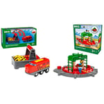 BRIO World Remote Control Toy Train Engine for Kids Age 3 Years Up & World Train Turntable & Figure for Kids Age 3 Years Up - Compatible with all Railway Sets