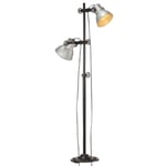 Golvlampa med 2 lampskärmar silver E27 gjutjärn