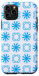 Coque pour iPhone 11 Pro Light Blue Gray Shapes Historic Moroccan Mosaic Tile Pattern