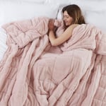 TEDDY FLEECE Weighted Blanket for Adults Kids Soft Sherpa Throw Sleep Therapy Autism Sensory Anxiety Stress Relief Insomnia Sleeping Aid (Blush Pink, Single Size - 125cm x 150cm - 4kg (9lb))
