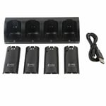 Charger Dock Station and Batteries Pack For Nintendo Wii Black Remote Controller
