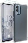 For Nokia X30 / X30 5G Case, Clear Shockproof  & Glass Screen Protector