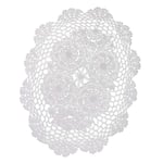IPOTCH Handmade Pure White Oval Crochet Cotton Lace Table Placemats Doilies Floral Hand Crochet Table Runner Doily - 30x45cm