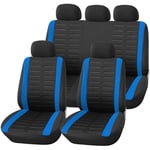 JZLPY Car Seat Covers Full Set in Black and Grey Universal Carseat Protectors for Front and Rear with Split Back Function Automotive Accessories Interior,Black blue
