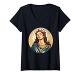 Womens Saint Philomena 80s Retro V-Neck T-Shirt