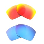 Walleva Fire Red + Ice Blue Polarized Lenses For Oakley Gauge 8 M Sunglasses