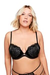 Ulla Popken Femme Grandes Tailles Soutien-Gorge à Armatures, agrémenté de Dentelle - Bonnet Souples B - D Noir 95C 811052100-95C
