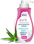 Veet Pure Hair Removal Cream 400ml, Legs & Body, Sensitive Skin, Pleasant Fragr