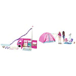Barbie Camper | DreamCamper Vehicle Playset | 60+ Barbie Accessories and Furniture Pieces & It Takes Two Camping Playset with Tent, 2 Barbie Dolls & 20 Pieces Including Animals