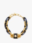 kate spade new york Lock Charm Link Chain Bracelet, Gold/Navy
