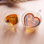 Mcottage Heart Shaped Double Walled Insulated Glass Coffee Mugs or Tea Cups Double Wall Glass 6/8 oz Clear with Handle