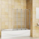 Aica Sanitaire - Pare baignoire 100x140cm en verre securit pivotante à 180degré 4 volets
