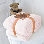 CT Super Soft Teddy Bear Luxurious Warm and Cosy Throws Teddy Fleece Sofa and Bed Blankets (Pink, Small Double (130x180cm))