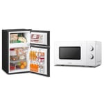 COMFEE' RCT87BL1(E) Under Counter Fridge Freezer, 87L Small Fridge Freezer & 700W 20L White Microwave Oven With 5 Cooking Power Levels