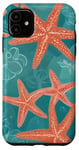 Coque pour iPhone 11 Coquillages corail étoile de mer vague design esthétique