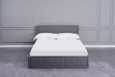 Grey Upholstered Storage Ottoman Bed With 3ft Single Memory Foam Mattress