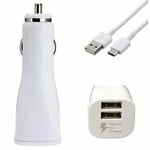 Genuine Samsung Galaxy Dual Port Fast Car Charger With USB Cable EP-LN920 White