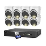 Professionellt 1080p Övervakningssystem, 8 Dome övervakningskameror, DVR, 2TB Hårddisk, Motion Detection