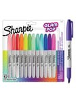 Glam Pop Permanente Markers | Fin spids for fede detaljer | Assorterede livlige farver | 12 markerpenne