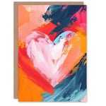 Valentines Day Greeting Card Love Heart Oil Painting No Message Blank Art
