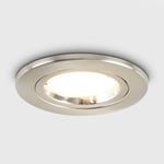 MiniSun Fired Rated Die Cast Twist & Lock Brushed Chrome GU10 Ceiling Downlight - Complete with 1 x 5W GU10 Cool White LED Bulb