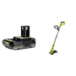 Ryobi RB1825C 18V ONE+ Lithium+ 2.5Ah Compact Battery & OLT1832 ONE+ Cordless Grass Trimmer, 25-30cm Path (Zero Tool), 18 V, Hyper Green (Battery, Charger and Blade Not Included)