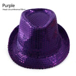 Sequins Cap Party Jazz Hat Dance Show Purple