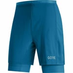 GORE WEAR R5 2-in-1 Shorts Running Gym Fitness Walk Blue Small BNWT £60
