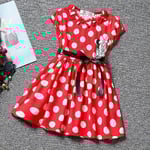 Barn Flickor Summer artoon Minnie Mouse Bowknot Princess Swing Dress E XX C 4-5 Years