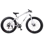 26" Mountain Bike for adults Fat Tire Bike High-carbon Steel Frame Double Disc Brake Suspension Fork Rear Suspension Anti-Slip for city beach or the snow,White,24 speed