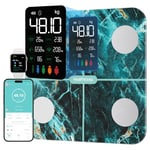 Balance Pèse Personne, Healthkeep Balance Connectée Impédancemètre Grand Écran VA avec Fréquence Cardiaque avec 15 Mesures Avec APP pour Andriod et iOS 180kg/400lb/28st, Vert