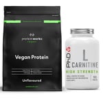 Vegan Protein Powder Unflavoured Protein Works 1KG + PHD L-Carnitine DATED 03/23