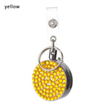 1pc Diamond Badge Holder Key Ring Retractable Keychain Yellow