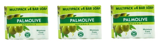 Palmolive Naturals Moisture Care Olive & Milk  Bar Soaps, 4 Units in 1 Pack x 3