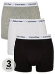 Calvin Klein Core 3 Pack Trunks - Multi, White/Black/Grey, Size M, Men