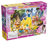 Lisciani, Maxi Puzzle pour enfants à partir de 6 ans, 150 pièces, 2 en 1 Double Face Recto / Verso avec le dos à colorier - Disney Blanche-Neige 46751