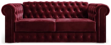 Jay-Be Chesterfield Velvet 3 Seater Sofa Bed - Burgundy