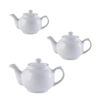 Price & Kensington Set of 3 Gloss White Stoneware Teapots Multi Serving Tea Pots