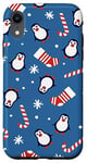 Coque pour iPhone XR Pingouins Chaussettes Flocons de neige Sucre Canne à sucre Bonbons