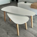 Scandinavian Style Coffee Table Set Side Tables Contemporary Furniture White New