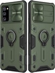 Nillkin Samsung Galaxy Note 20 Case with Rotate Ring Kickstand & Slide Camera Cover, Military-grade Impact-Resistant Shockproof Case (Green)