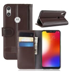 Motorola One plånboks mobilfodral av koskinns läder - Brun
