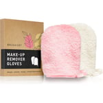 BrushArt Home Salon Make-up remover gloves makeup-fjernerhandske PINK, CREAM 2 stk.
