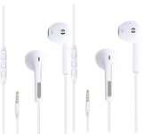 2 Pack In-Ear Wired Earphones Stereo Ear buds Headphone with Remote & Microphone